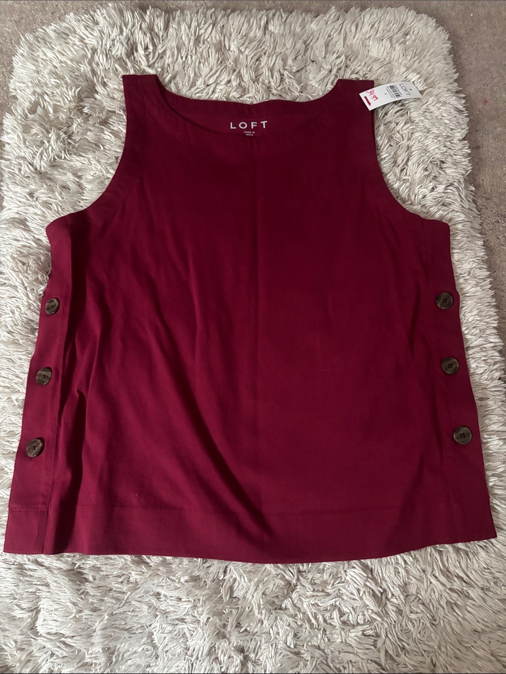 NWT LOFT Sleeveless Tank Top in Wine size small